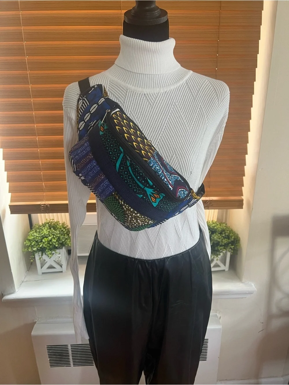 Handmade Ankara Fanny Pack, African Wax Print Crossbody Belt Bag